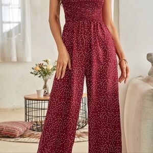 Red with white poka-dot jumpsuit